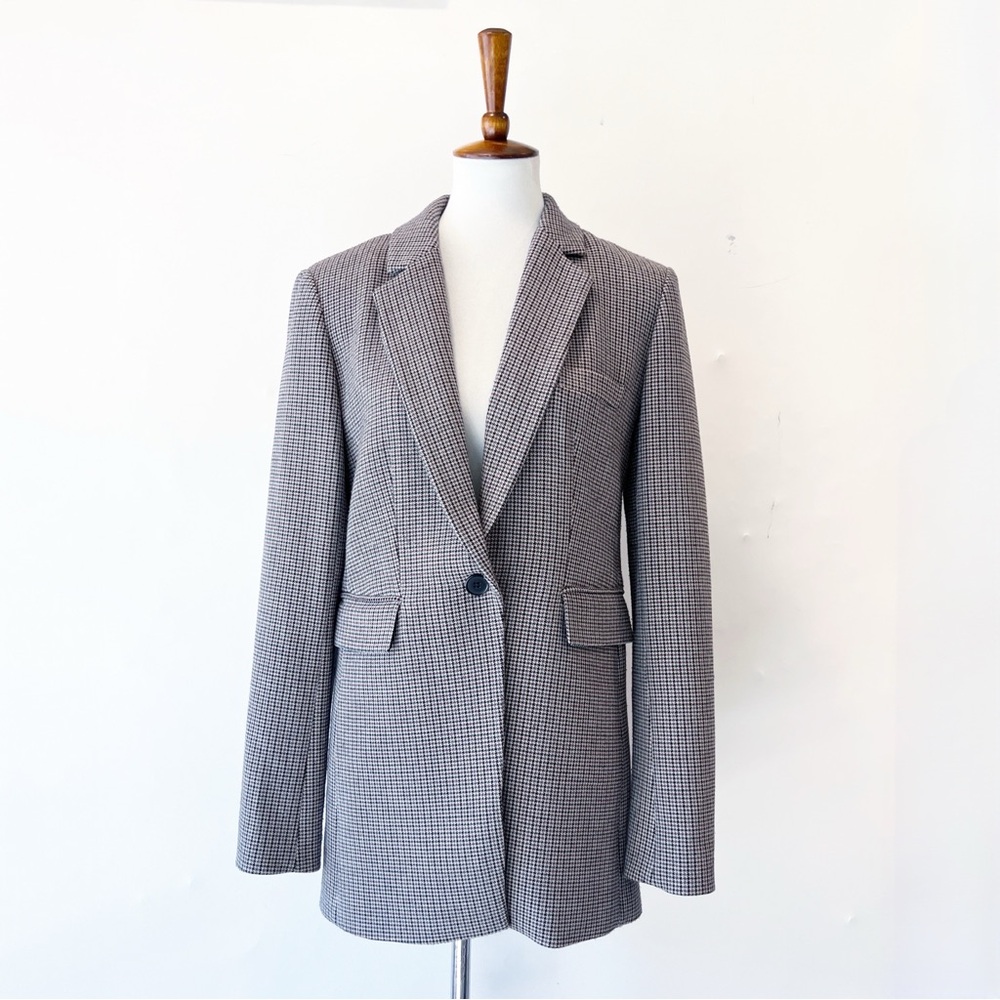 Nordstrom Houndstooth Check Tailored Blazer with Wide Leg Pants Suit SET M/6